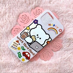 Kawaii Cute Bear Cartoon Boba Iphone 12 Case
